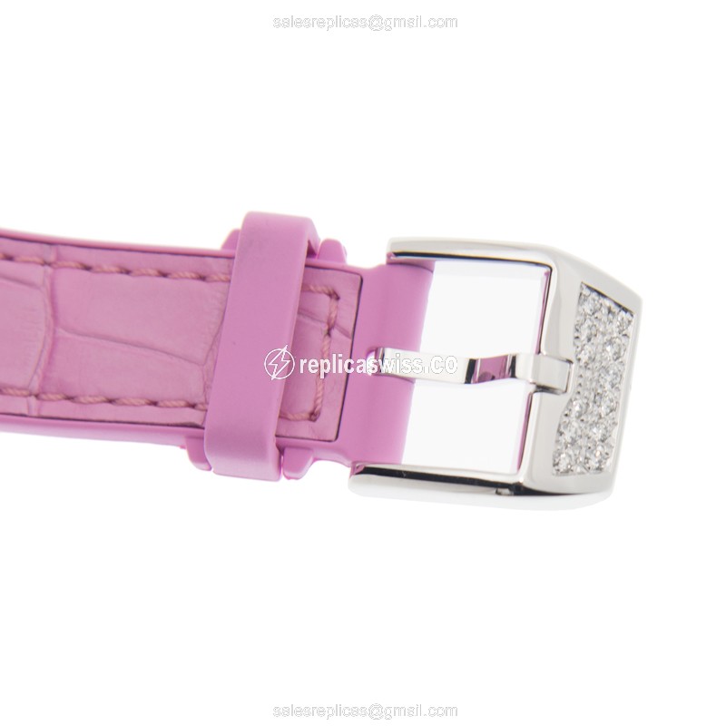 Franck Muller V 32 SC AT FO D AC.RS VANGUARD Automatic - Diamond Case - White Dial - Buckle Clasp, Pink Alligator Strap - View 4
