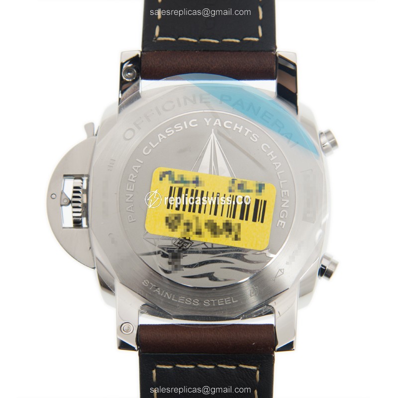 Panerai PAM00654 LUMINOR Replica - Automatic - Steel - White Dial - Brown Cowhide - Sapphire Crystal - View 3