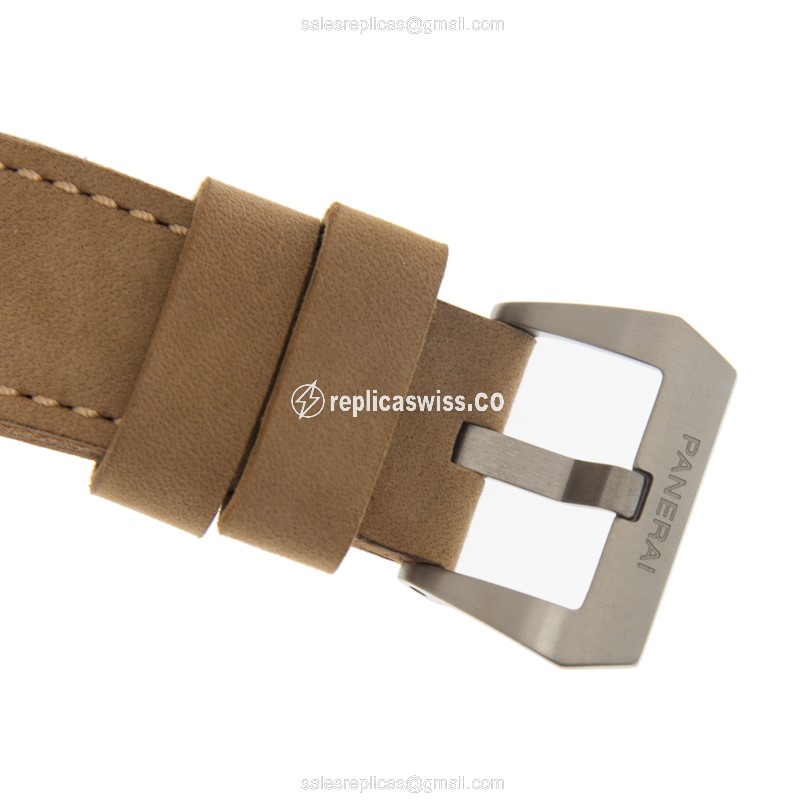 Panerai PAM00652 LUMINOR - Auto Titanium Case - Black Dial - Brown Cowhide - View 4