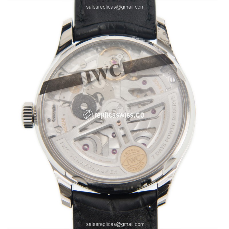 IWC Portuguese Replica - Automatic - Steel Case - Blue Dial - Black Alligator Strap - View 3