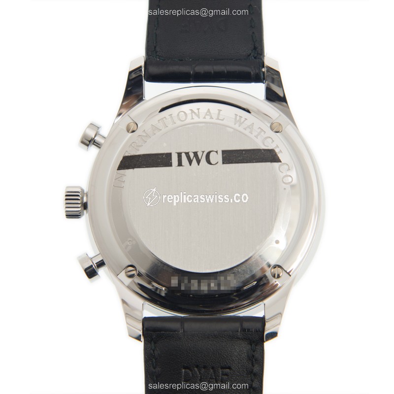 IWC Portuguese Replica - Automatic - Steel Case - Blue Dial - Black Alligator Strap - View 3
