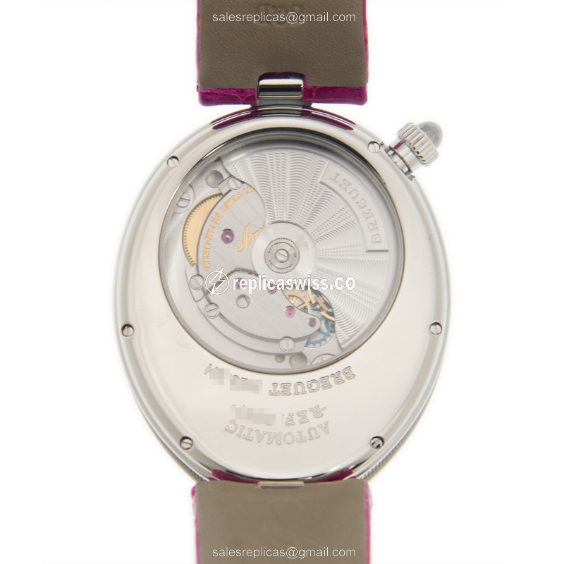 Breguet Reine De Naples Replica - Automatic - White Dial - Pink Alligator Strap - View 3