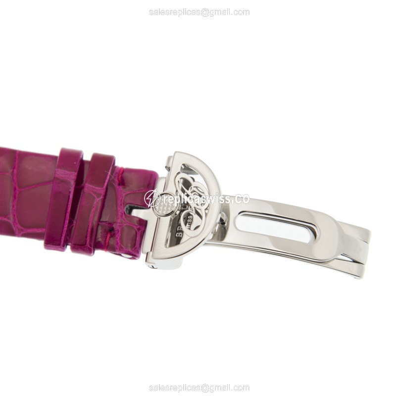 Breguet Reine De Naples Replica - Automatic - White Dial - Pink Alligator Strap - View 4