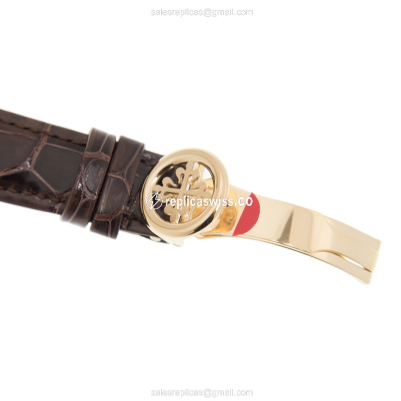 Patek Philippe 5327J-001 Grand Complications Replica - Auto - 18kt Gold - White Dial - Brown Alligator Strap - View 4