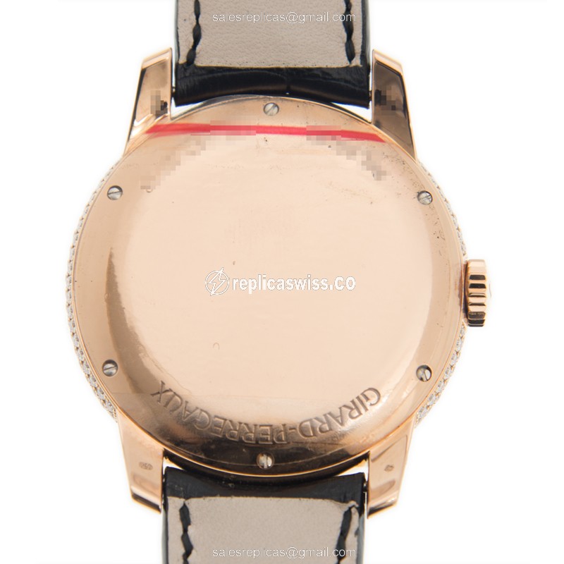 Girard Perregaux 99193D52I000-BA6A BRIDGES - Manual Wind - 18kt Rose Gold & Diamonds - Black Alligator Strap - View 4