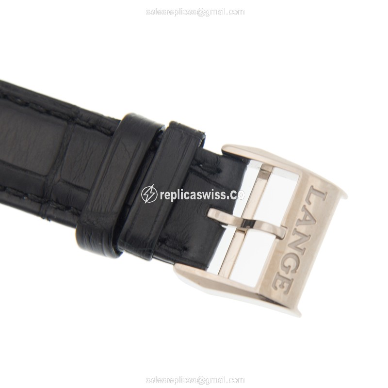 A Lange & Sohne 1815 Chrono - Manual - 18kt White Gold - White Dial - Black Alligator Buckle - View 4