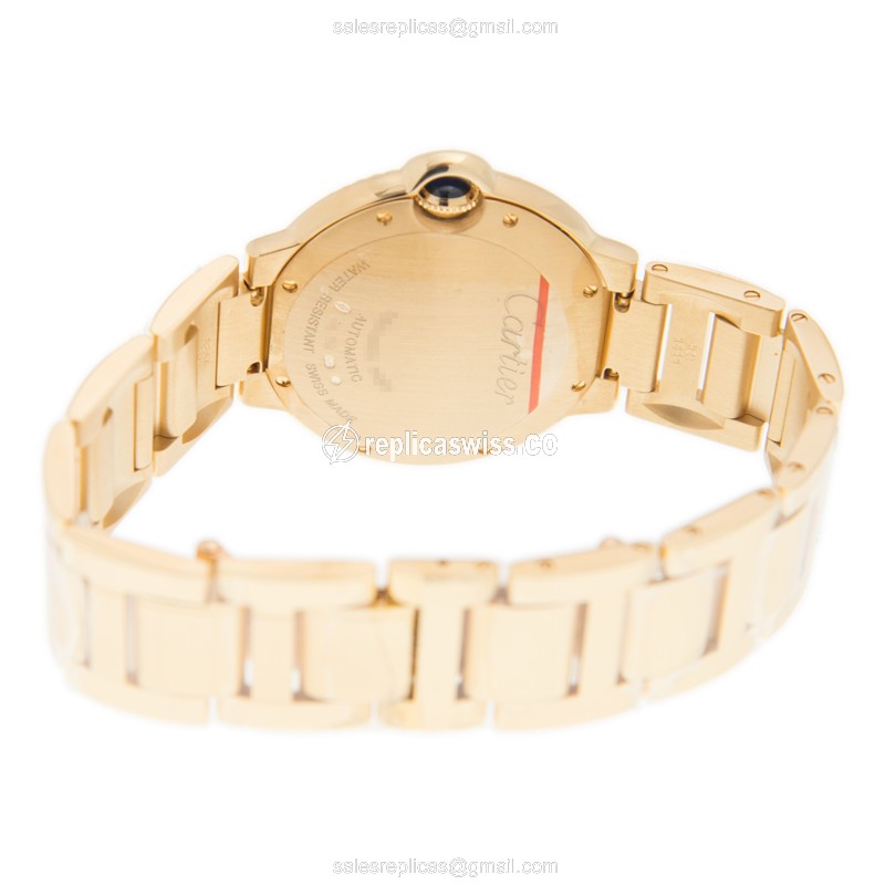 Cartier Ballon Bleu Replica - Automatic - 18kt Gold - White Dial - Diamond Bezel - View 4