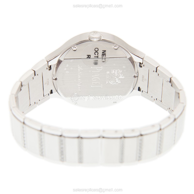 Piaget Polo Replica - Automatic - 18kt White Gold - Diamond - Silver Dial - View 4