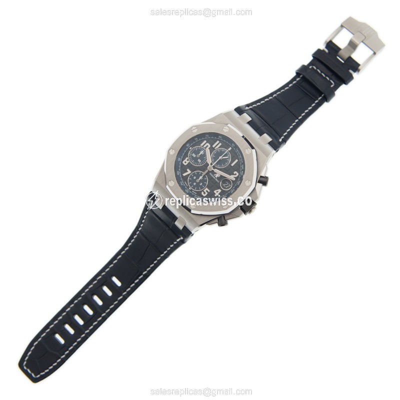Audemars Piguet Royal Oak Offshore Replica - Automatic - Black - Blue Alligator - Buckle - View 2