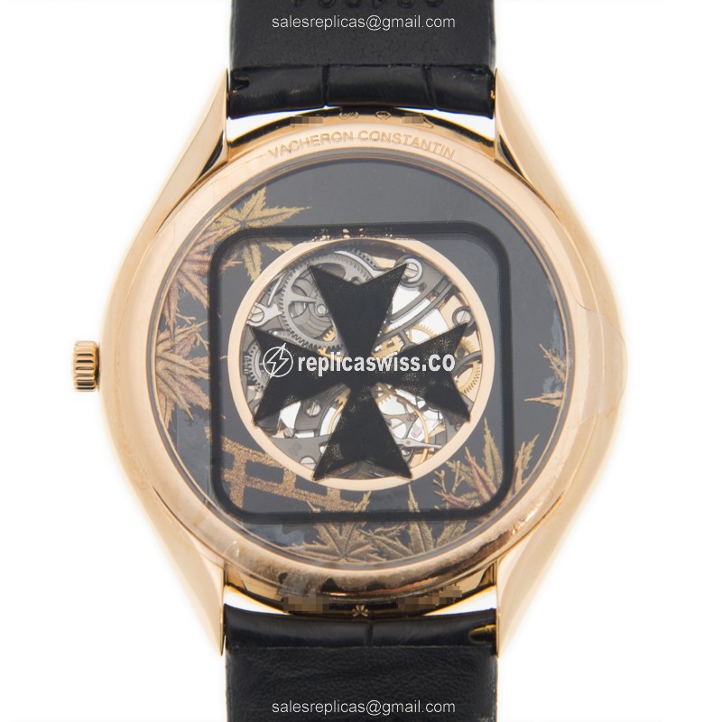 Vacheron Constantin 33222/000R-9704 Replica - Manual Wind - 18kt Rose Gold - Brown Dial - Alligator Black Strap - View 3