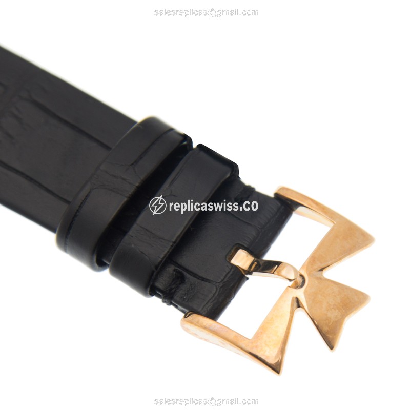 Vacheron Constantin 33222/000R-9546 Replica - Manual Wind - 18kt Rose Gold - Gold Dial - Buckle Clasp - Black Alligator Strap - View 4