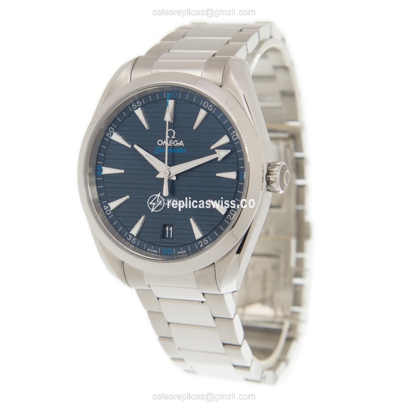 Omega Seamaster Replica - Automatic - Stainless Steel - Blue Dial - Silver Clasp - View 3