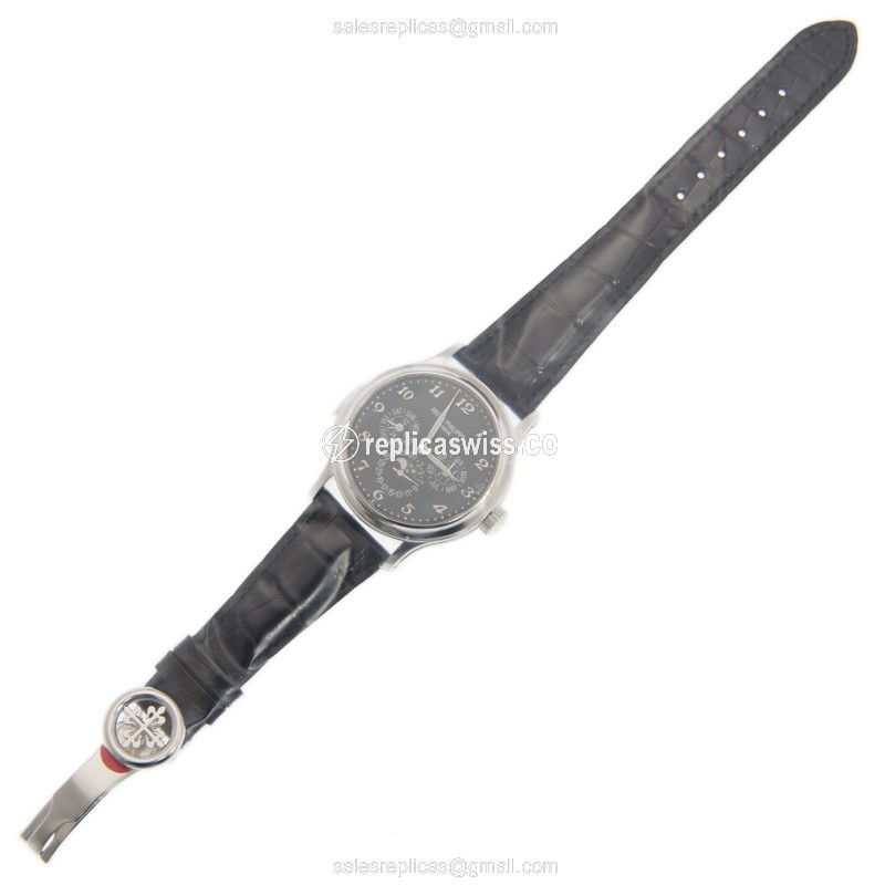 Patek Philippe 5374P-001 Replica - Automatic - Platinum - Black Dial - Alligator Strap - View 2