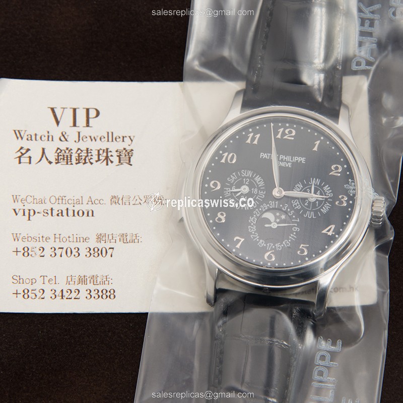 Patek Philippe 5374P-001 Replica - Automatic - Platinum - Black Dial - Alligator Strap - View 4
