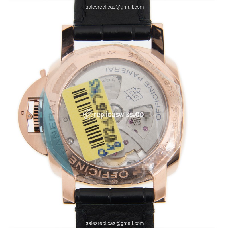 Panerai Luminor Replica Watch Automatic Rose Gold Black Dial - View 3