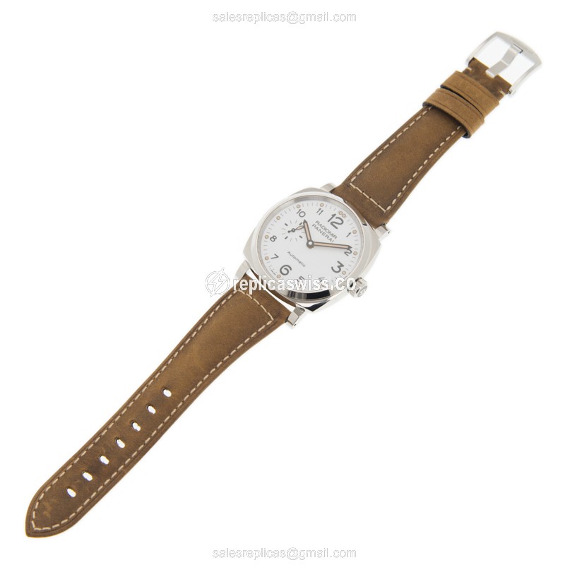 Panerai PAM00655 RADIOMIR Replica - Automatic - Steel Case - White Dial - Brown Cowhide Strap - View 2