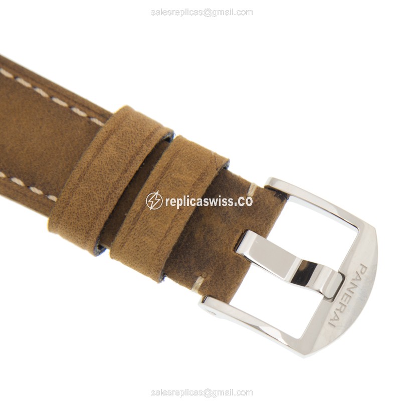 Panerai PAM00655 RADIOMIR Replica - Automatic - Steel Case - White Dial - Brown Cowhide Strap - View 4