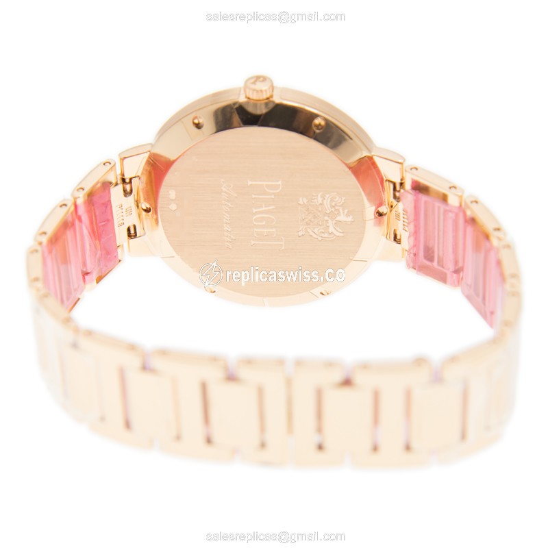 Piaget ALTIPLANO Replica - Automatic 18kt Rose Gold - White Dial, Gold Strap - View 4