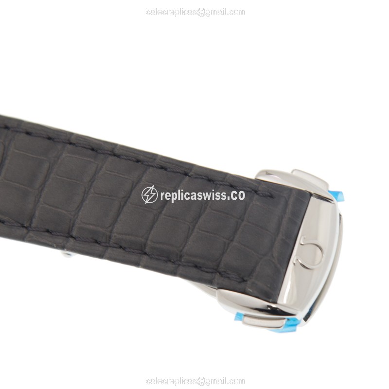 Omega Seamaster Replica - Automatic - Steel Case - Black Dial - Grey Leather Strap - View 4