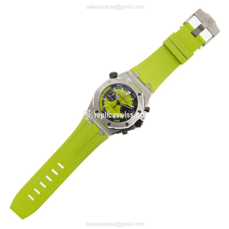Audemars Piguet Royal Oak Offshore Replica - Automatic - Green Dial - Rubber Green Strap - Buckle Clasp - View 2