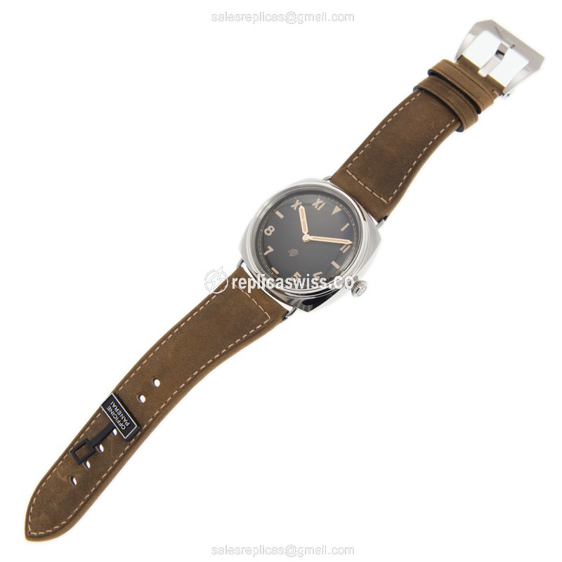 Panerai PAM00424 RADIOMIR Replica - Manual - Stainless Steel - Black - Brown Cowhide Buckle - View 2