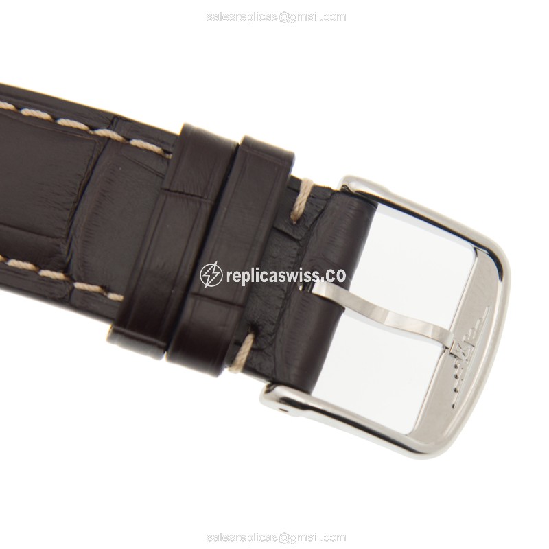 Longines Flagship Replica - Automatic - Stainless Steel - Silver Dial - Brown Leather Strap - View 4