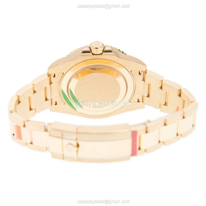 Rolex GMT-MASTER II Replica - Automatic - 18kt Gold - Black Dial, Gold Clasp - View 4