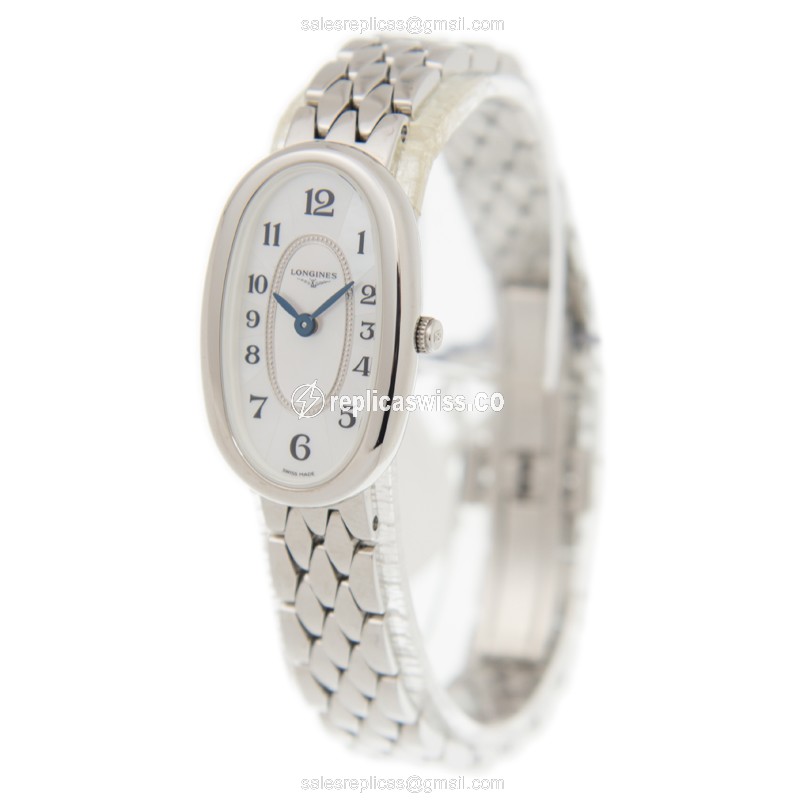 Longines Symphonette Replica - Quartz - Stainless Steel Case - White Dial, Silver Clasp & Strap - View 3