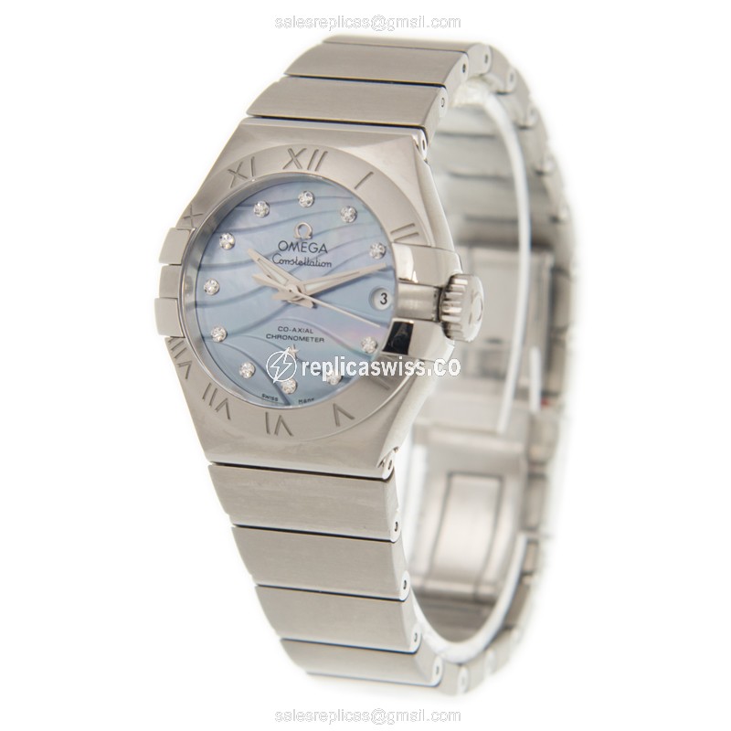 Omega Constellation Replica - Automatic - Steel Case - Blue Dial - Silver Steel Strap - View 3