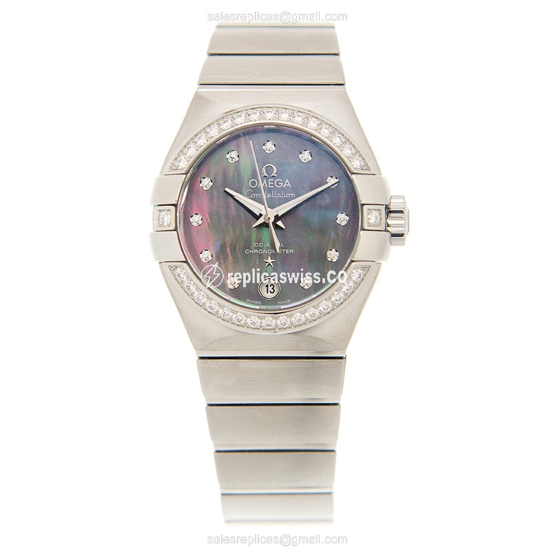 Omega Constellation Replica - Automatic - Stainless Steel - Black Dial - Silver Strap - Sapphire Crystal - View 2