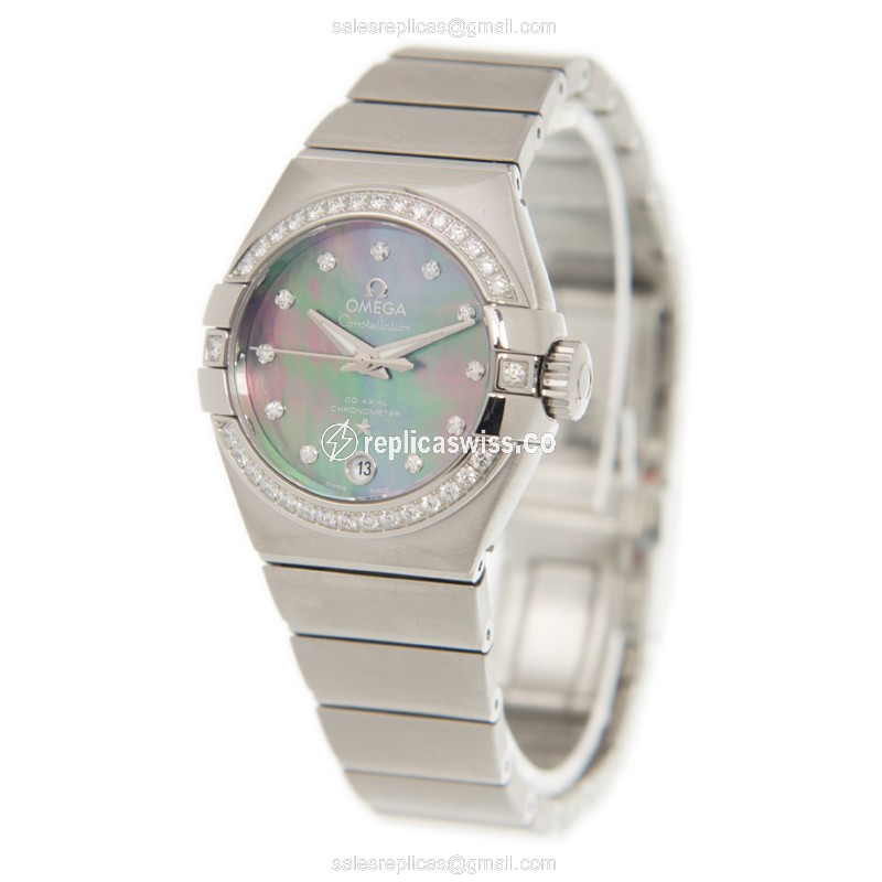 Omega Constellation Replica - Automatic - Stainless Steel - Black Dial - Silver Strap - Sapphire Crystal - View 3