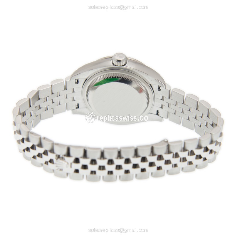 Rolex Lady Datejust Replica - 18kt White Gold - Pink Dial, Automatic - Steel & Diamond Clasp - View 4