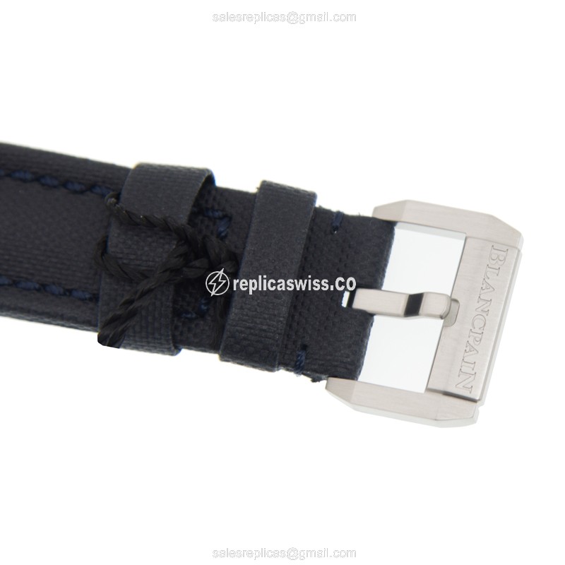 Blancpain 5100-1140-O52A FIFTY FATHOMS - Auto - Blue Steel - Blue Dial - Leather Strap - View 4