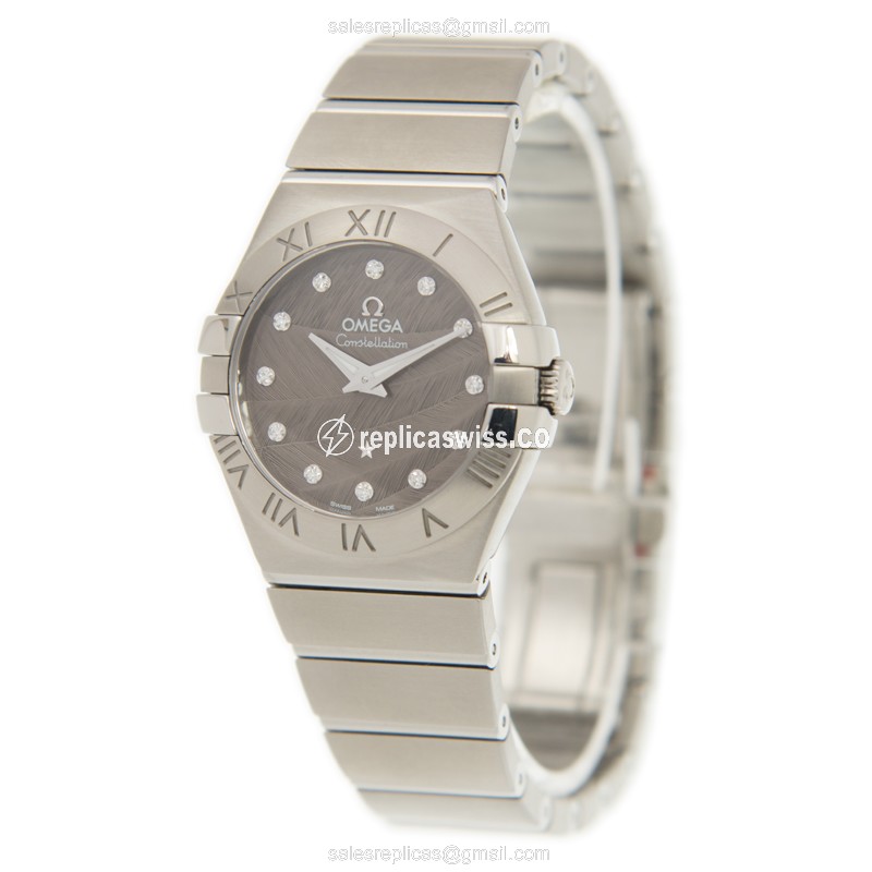 Omega Constellation Replica - Quartz - Dark Grey Dial, Silver Steel Clasp & Strap - View 3