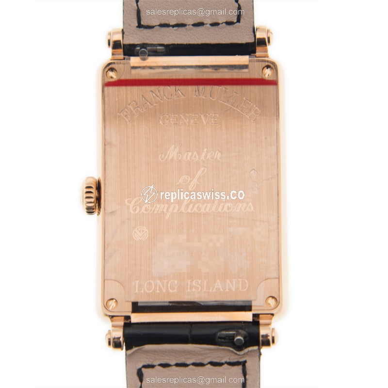 Franck Muller 952 QZ Replica - Quartz - 18kt Rose Gold Case - Silver Dial - Brown Alligator Strap - View 3