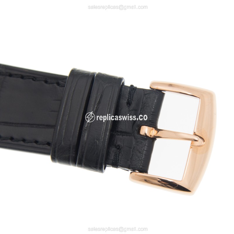 Franck Muller 952 QZ Replica - Quartz - 18kt Rose Gold Case - Silver Dial - Brown Alligator Strap - View 4