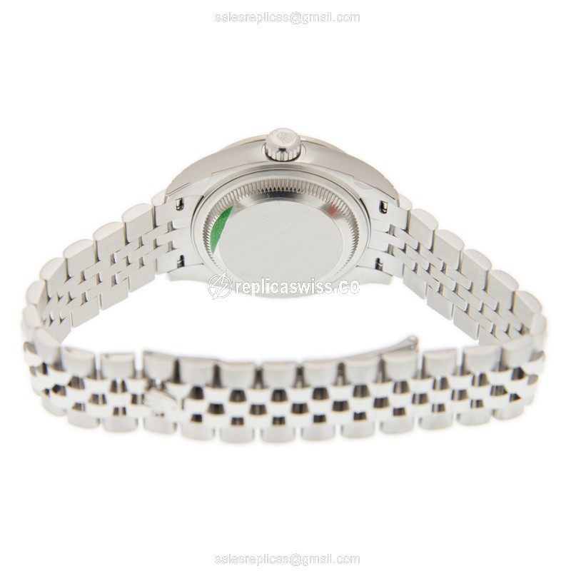 Rolex Datejust Replica - Automatic - White Gold Case - Diamond Bezel - Silver Strap - View 3