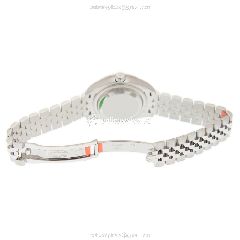 Rolex Datejust Replica - Automatic - White Gold Case - Diamond Bezel - Silver Strap - View 4