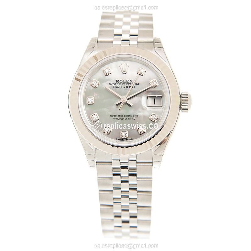 Rolex Datejust Replica - Automatic - White Gold - Steel Case, Silver Dial - View 2