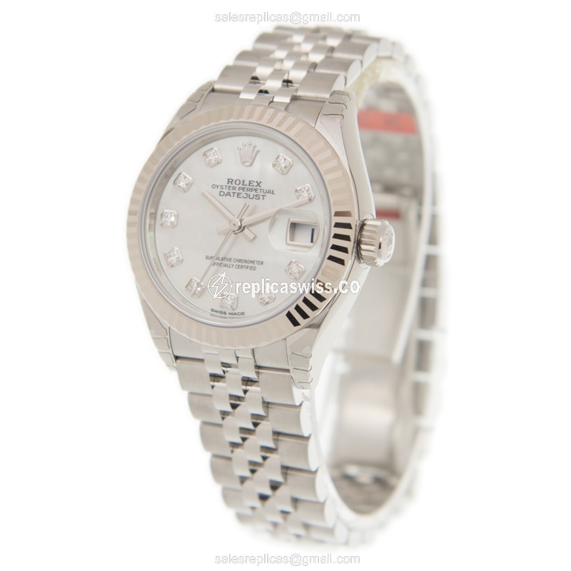 Rolex Datejust Replica - Automatic - White Gold - Steel Case, Silver Dial - View 3