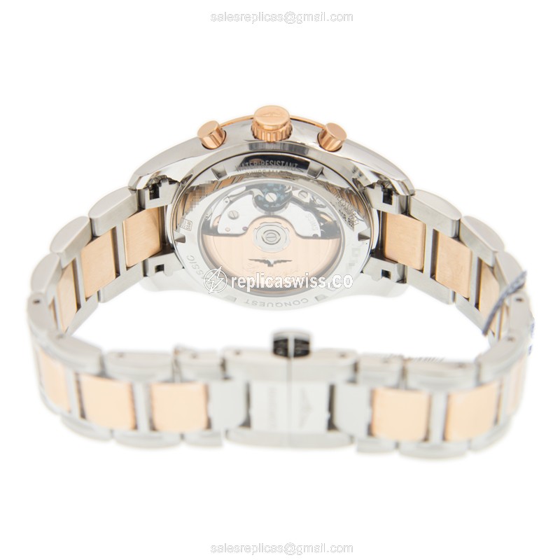 Longines Conquest Replica - Automatic - 18kt Rose Gold/Steel Case - White Dial - View 4