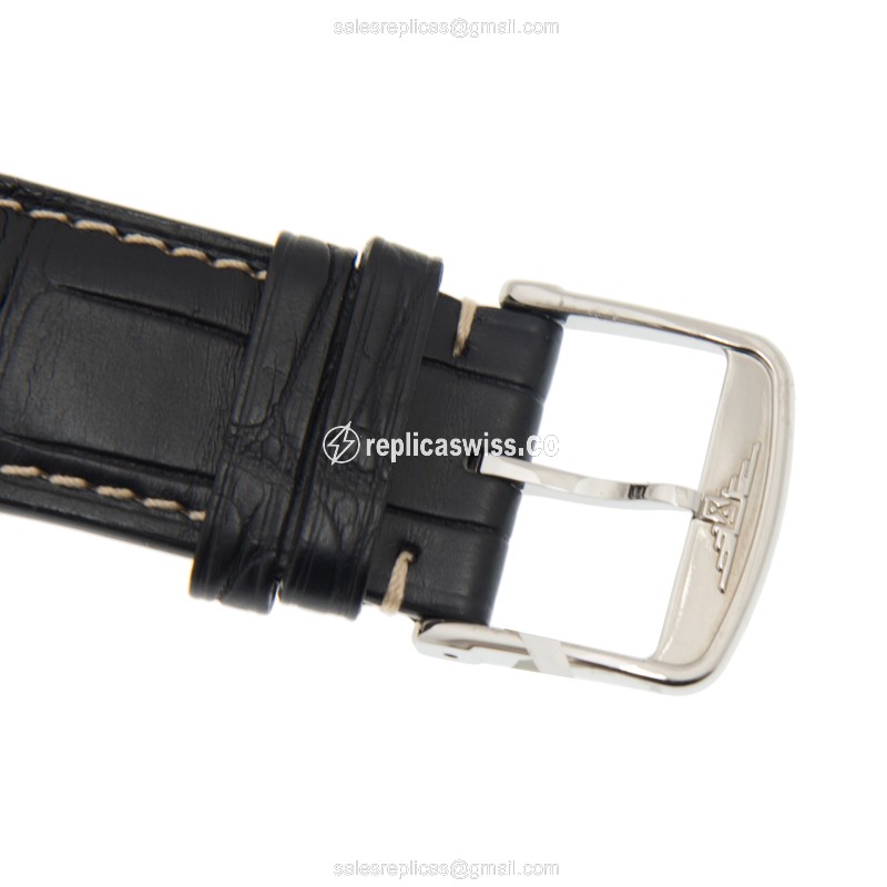 Rolex Heritage Replica - Manual - Stainless Steel Case, Black Dial on Black Alligator Strap - View 4