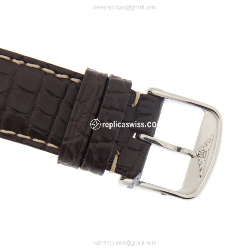 Longines L2.755.4.23.3 Replica - Automatic - Steel Case - White Dial, Brown Alligator Strap - View 4
