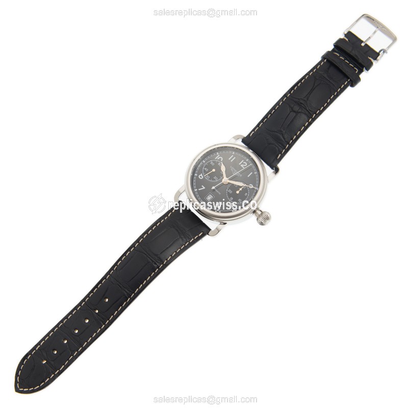 Longines Heritage Replica - Automatic | Stainless Steel | Black Dial | Alligator Strap, Buckle Clasp - View 2