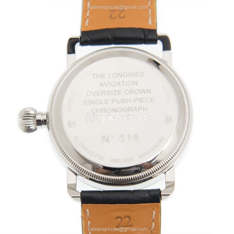 Longines Heritage Replica - Automatic | Stainless Steel | Black Dial | Alligator Strap, Buckle Clasp - View 3