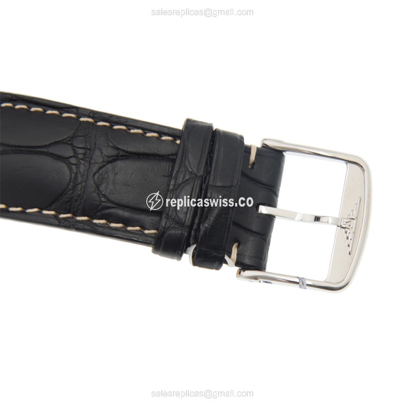 Longines Heritage Replica - Automatic | Stainless Steel | Black Dial | Alligator Strap, Buckle Clasp - View 4