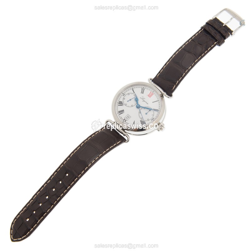 Longines Heritage Replica - Automatic - Stainless Steel - White Dial, Black Alligator Strap - View 2