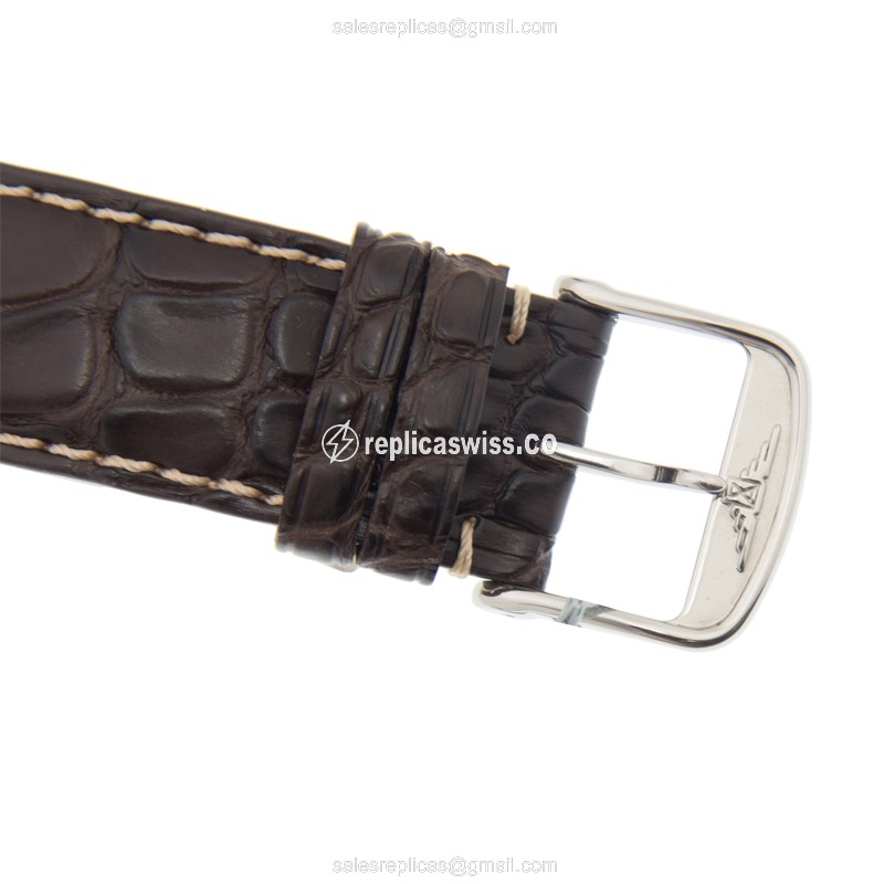 Longines Heritage Replica - Automatic - Stainless Steel - White Dial, Black Alligator Strap - View 4