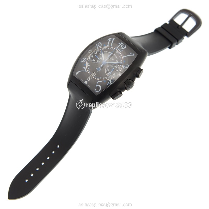 Franck Muller 9080 CC MARINER Replica - Automatic - Steel - Black Dial, Rubber Strap - View 2