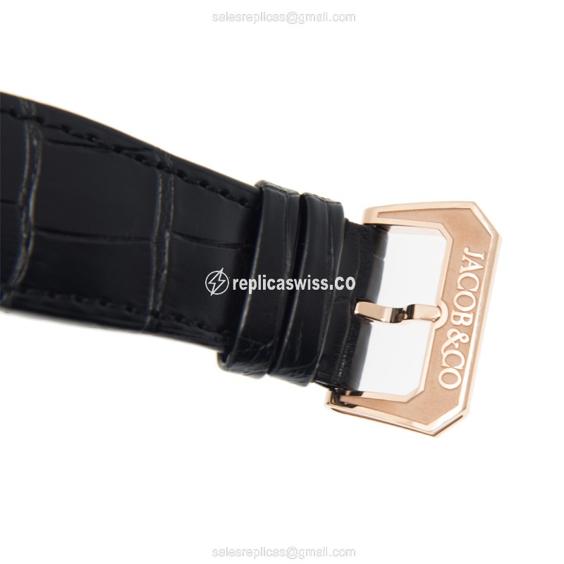 Jacob & Co EX100.40.LD.OP.A Replica - Manual Wind - 18kt Rose Gold & Steel Case - Skull Dial - View 4